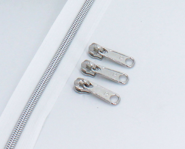 Endlosreißverschluss metallisiert weiß/ silber (1m)